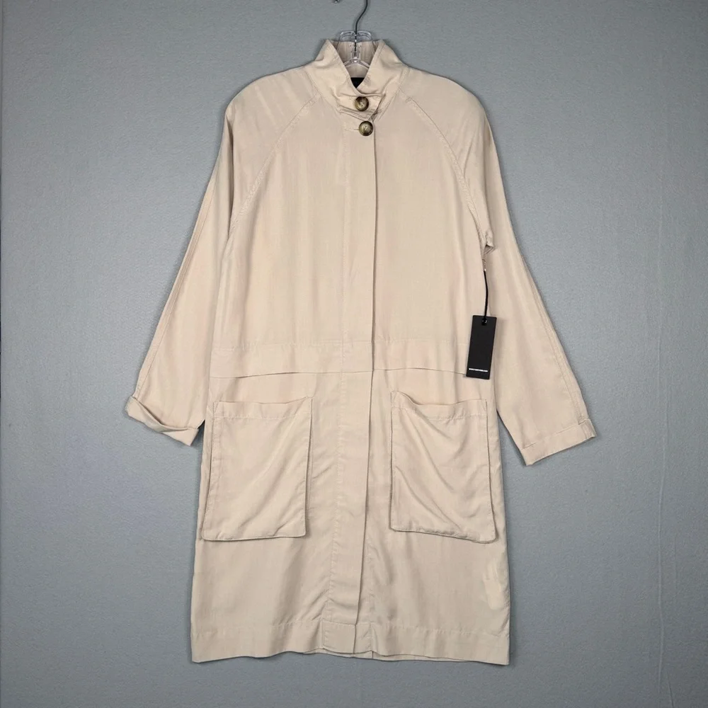 Forever 21 Longline Utility Jacket Beige Lyocell S‎ Lightweight Casual